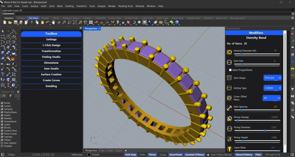 Eternity Band in TiaraCAD