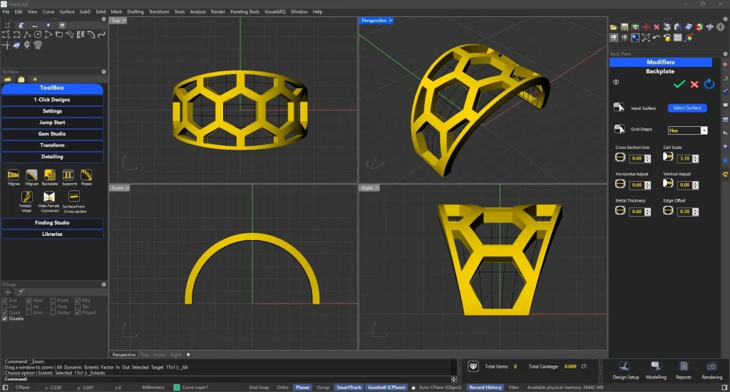 Backplate TiaraCAD Rhino Jewelry plugin