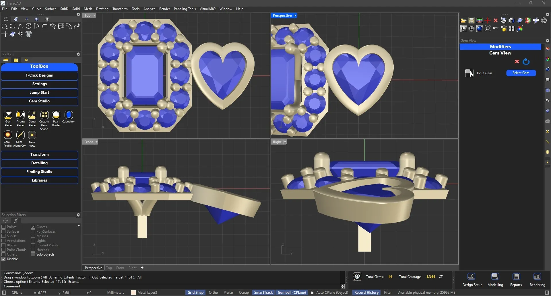 GemView TiaraCAD Rhino Jewelry plugin