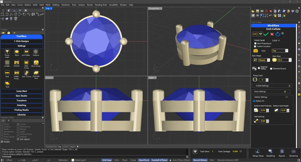 UnitCollate-1 TiaraCAD Rhino Jewelry plugin