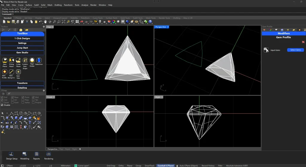 gemProfile TiaraCAD Rhino Jewelry plugin