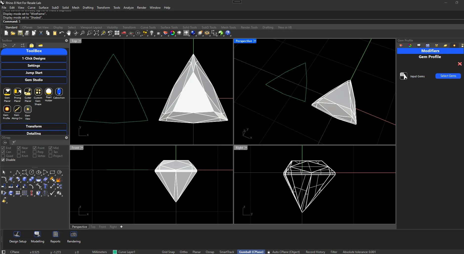 gemProfile TiaraCAD Rhino Jewelry plugin