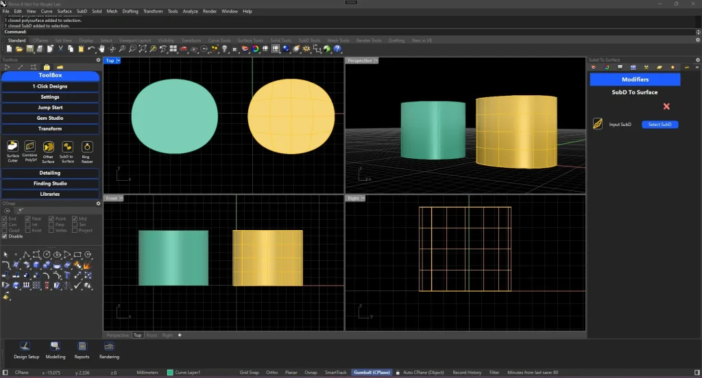 subDSurface TiaraCAD Rhino Jewelry plugin
